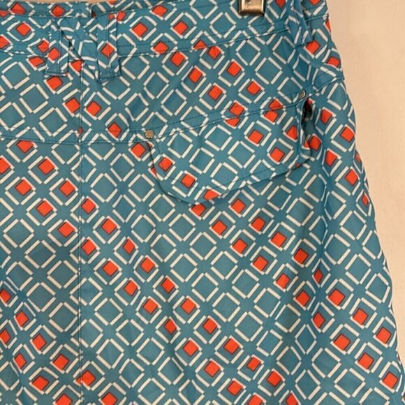 Womens NVO by Lanctot Golf Skort Geometric blue/orange Pockets Stretch size 8 - Picture 3 of 7